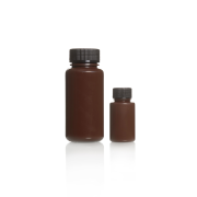 AZLON® Bottle, round, wide neck, amber, polypropylene